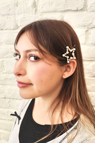 Pearl Star gold Hair barrette