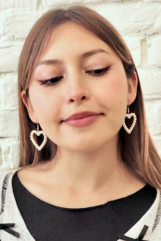 Pearl border Heart shaped hoop Earrings