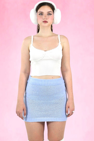 Baby blue knit mini Skirt