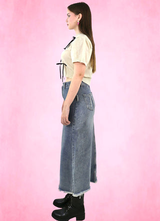 Short sleeve knit Ribbon crop Top