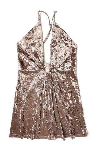 Deep V-neck Velvet Mini Dress