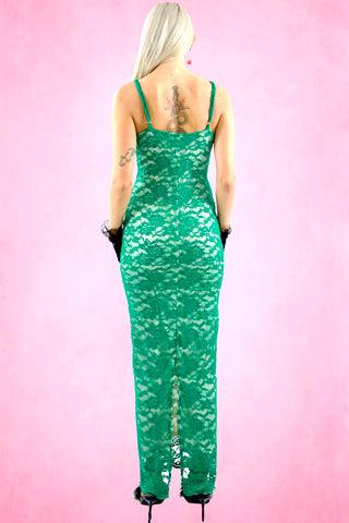 Floral Lace Form-Fitting Maxi Dress