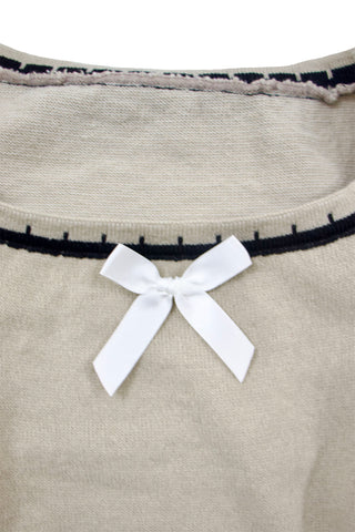 Wide round neck ribbon knit sweater