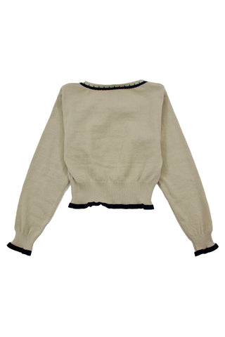 Wide round neck ribbon knit sweater
