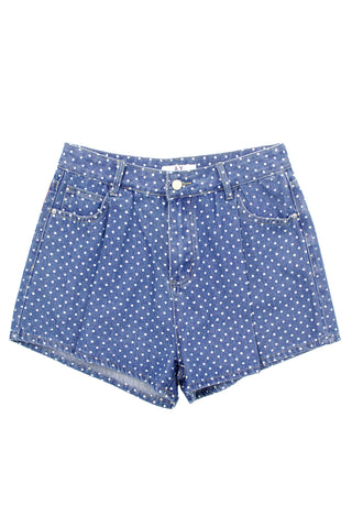 Polka dots denim shorts