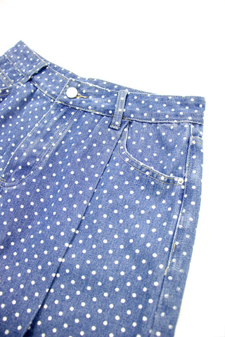 Polka dots denim shorts
