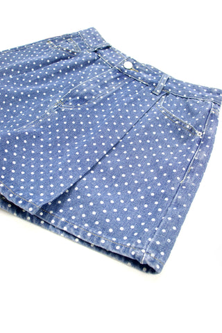 Polka dots denim shorts