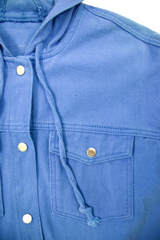 Cropped Hooded Denim Jacket