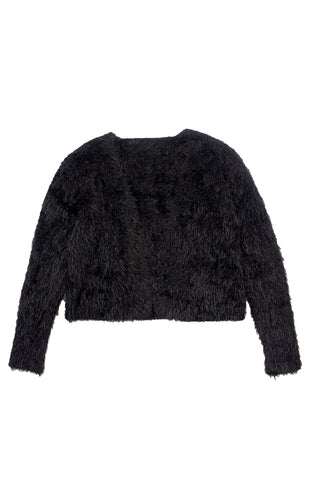 Cropped Fuzzy Knit Cardigan
