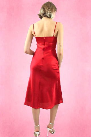 Ribbon Satin Midi Dress