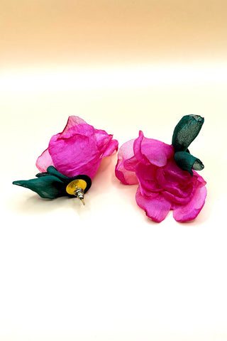 Fuchsia Pink Flower Earrings