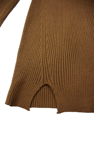 Turtle Neck Rib Knit Mini Dress