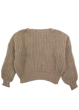 Boat Neck Cropped Pullover Sweater