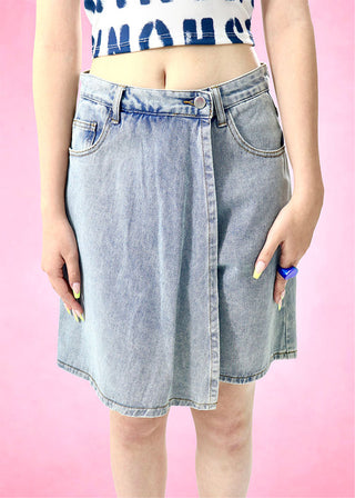 Denim Wrap Skort