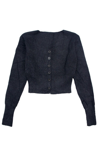 Square Neck Fuzzy Crop Cardigan