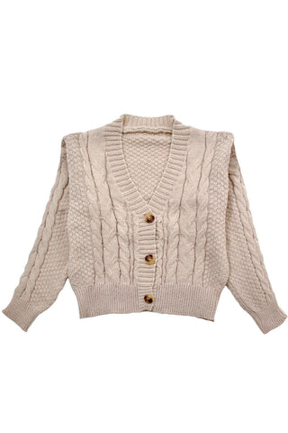 Cable Knit  V-Neck Cropped Cardigan