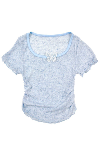 Butterfly sheer crop top
