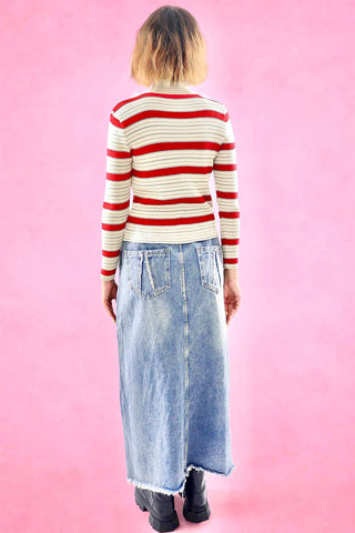 Multi striped rib knit top