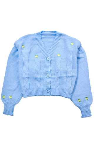Flower embroidered cardigan