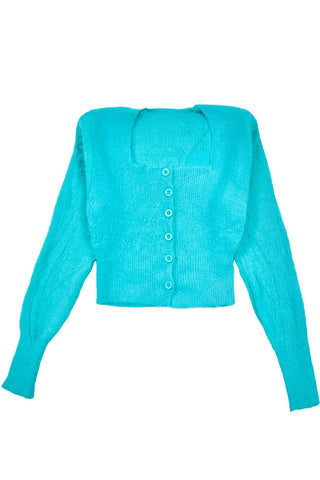 Square Neck Fuzzy Crop Cardigan