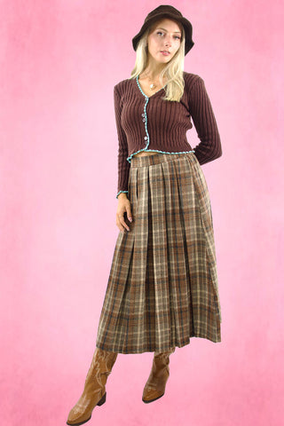 Ribbed Knit Contrast Trim Cardigan