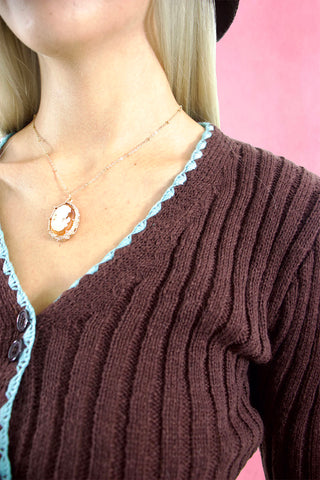 Ribbed Knit Contrast Trim Cardigan