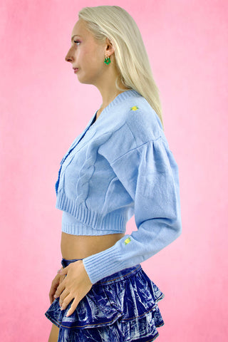 Flower embroidered cardigan