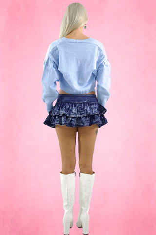 Flower embroidered cardigan