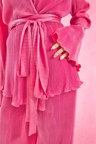 Satin Pleated Cache Coeur Shirt