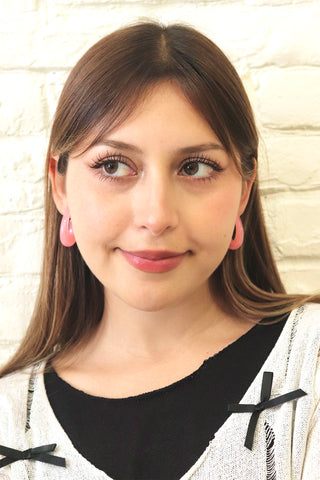 salmon Pink teardrop Hoop earrings
