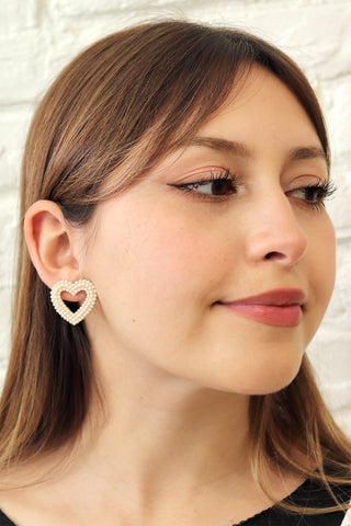 Pearl filled open Heart Stud earrings