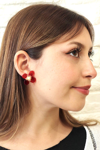 Layered Vibrant Flowers Earrings