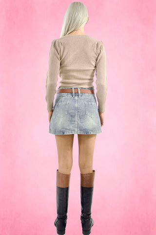 Front pocket Denim Mini Skirt