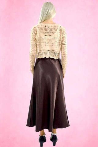 Open work Tie-Front crochet Knit Cardigan