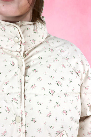 Floral Raglan sleeve puffer jackets