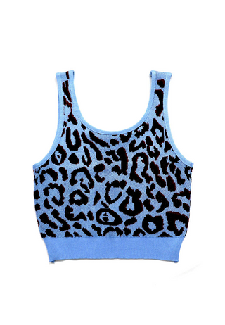 LEOPARD PRINT ROUND NECK CROP TANK TOP