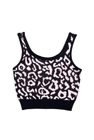 LEOPARD PRINT ROUND NECK CROP TANK TOP