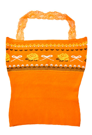 rose motif Lace Halter knit Top