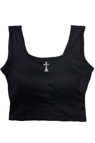 Cross Pendant Crisscross Back Crop Tank top