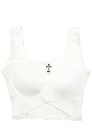 Cross Pendant Crisscross Back Crop Tank top