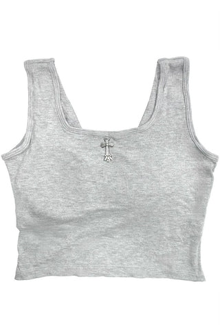 Cross Pendant Crisscross Back Crop Tank top