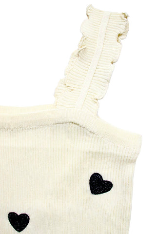 Hearts Embroidery Ribbed Tank Top