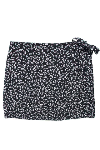 Flower Print Wrap Mini Skirt