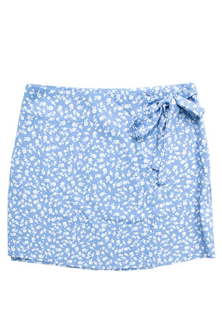 Flower Print Wrap Mini Skirt