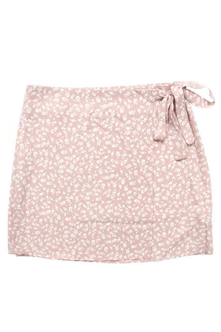 Flower Print Wrap Mini Skirt