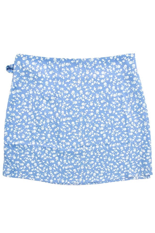 Flower Print Wrap Mini Skirt
