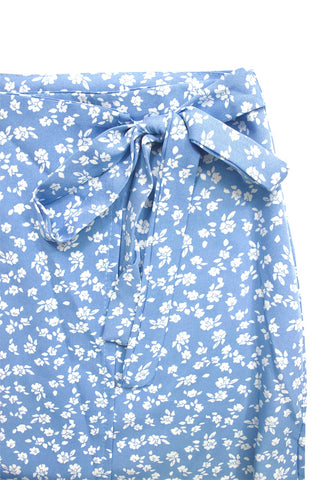 Flower Print Wrap Mini Skirt