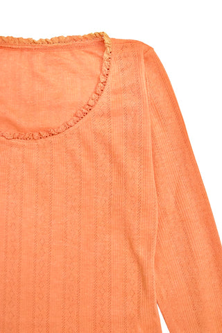 Textured Pattern Long Sleeve Crop Top