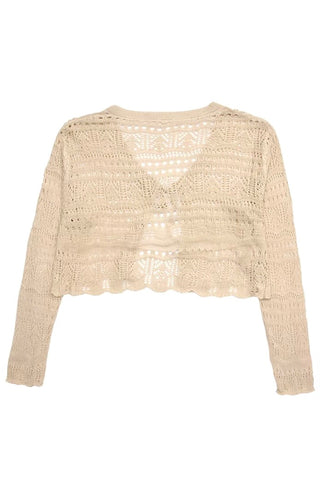 Open work Tie-Front crochet Knit Cardigan