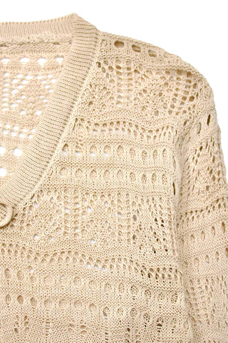 Open work Tie-Front crochet Knit Cardigan